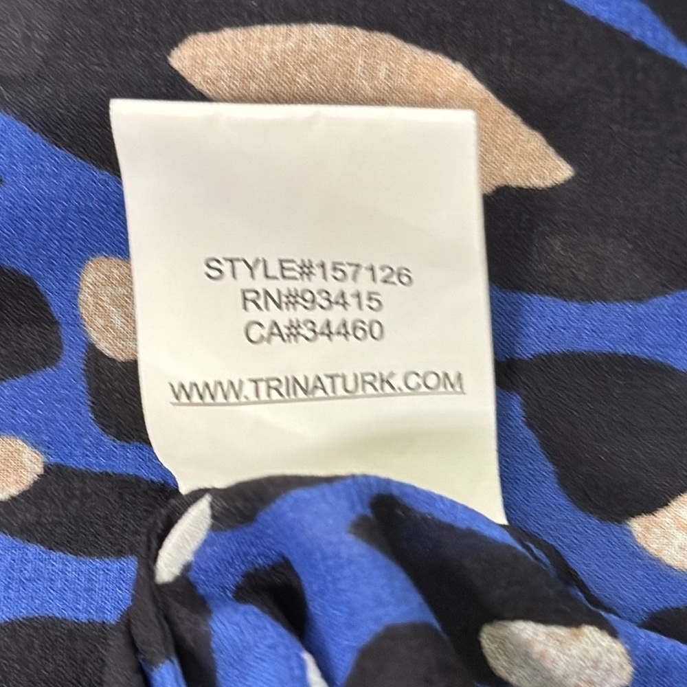 Trina Turk Blue Leopard Print Blouse Size Small - Picture 9 of 9